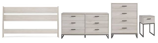 Signature Design by Ashley® Socalle 4-Piece Light Natural Queen Panel Headboard Bed Set-0