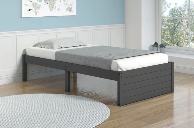 Donco Kids Dark Gray Youth Twin Super Flat Platform Bed-1