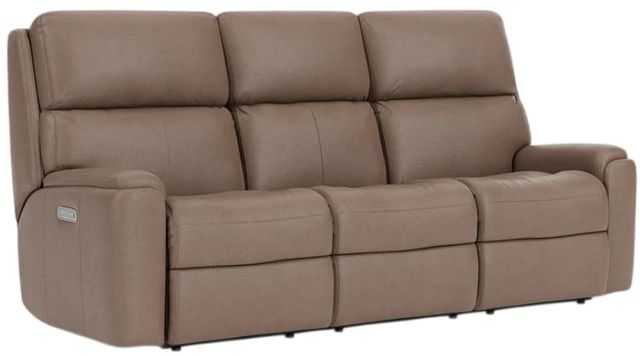 Flexsteel® Customizable Rio Leather Power Reclining Sofa with Power Headrest-3