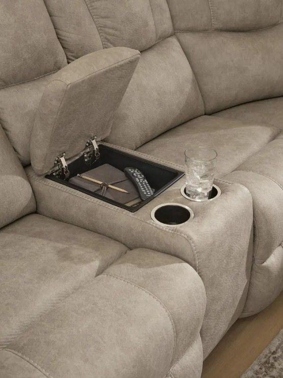 Signature Design by Ashley® Pearce-Pike 3-Piece Birch Manual Reclining Curved Sectional and Double Console-2