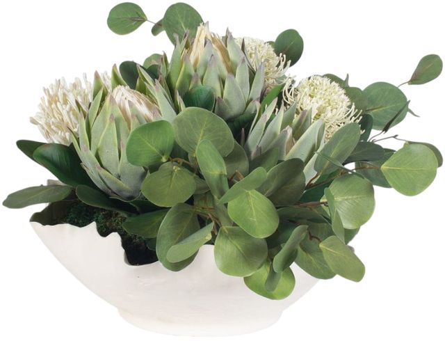 Uttermost® Protea Blooms Green/White Centerpiece-4