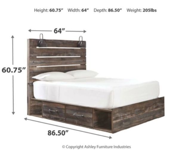 Signature Design by Ashley® Drystan Brown Queen Panel Bed with 2-Drawer Storage-2