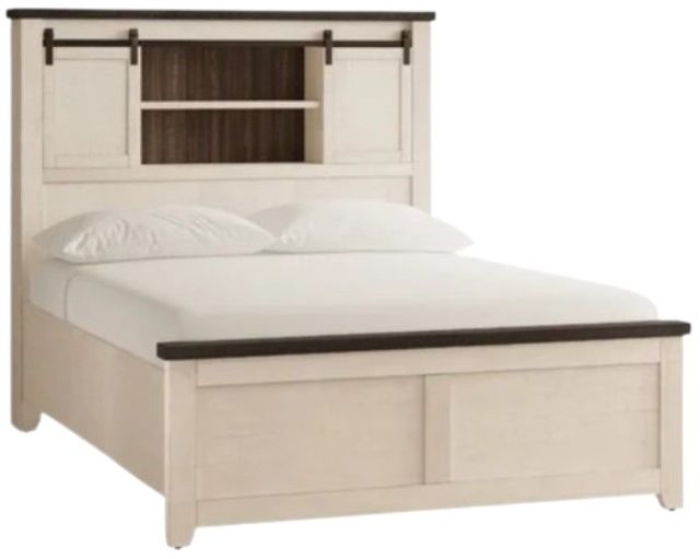 Jofran Inc. Madison County 4-Piece Vintage White Queen Barn Door Bedroom Set-2
