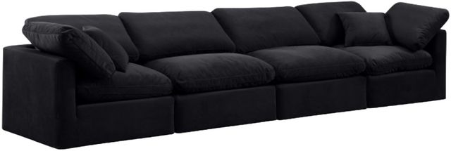 Meridian Furniture Indulge 4-Piece Black Modular Velvet Sofa-0