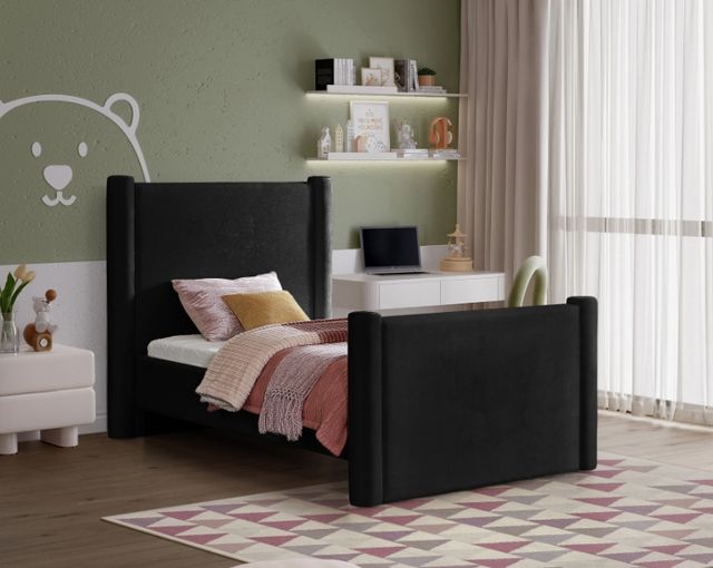 Meridian Furniture Elias Black Velvet Twin Upholstered Panel Bed-3