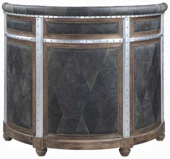 ACME Furniture Rahma Antique Ebony Bar Table with Aluminum/Brown Base -3