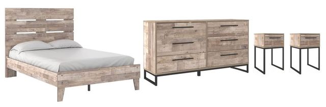 Signature Design by Ashley® Neilsville 4-Piece Whitewash Queen Platform Bed Set-0