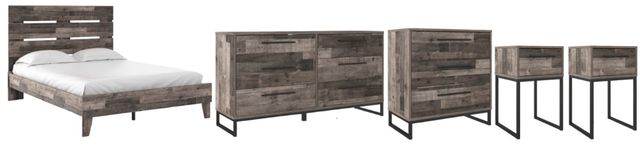 Signature Design by Ashley® Neilsville 5-Piece Multi Gray Queen Platform Panel Bed Set-0