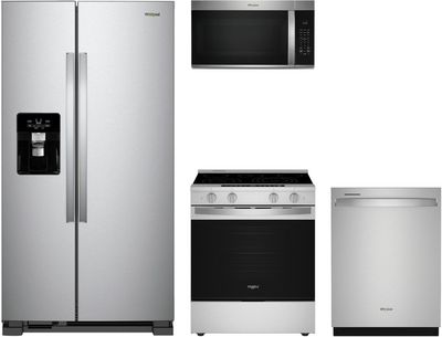 Whirlpool 4 Piece Stainless Steel Electric Kitchen Package Whirlpool 4 Piece Stainless Steel Electric Kitchen Package