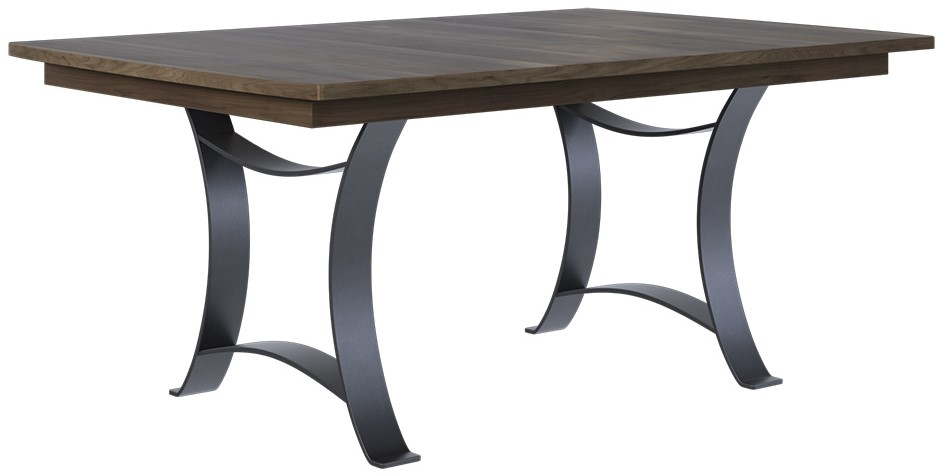 Country View Woodworking Customizable Aurora Brown Maple Top Dining Table with 2-Leaves and Silver Powder Base