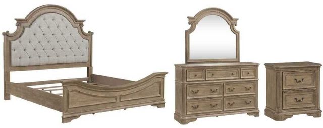 Liberty Furniture Magnolia Manor 4-Piece Taupe Mist/Weathered Bisque California King Upholstered Panel Bedroom Set-0