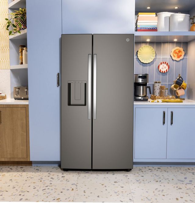 GE® 36" 23.6 Cu. Ft. Fingerprint Resistant Slate Counter Depth Side-By-Side Refrigerator with Extra Tall Dispenser and In-Door Icemaker-2