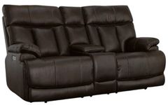 Flexsteel® Clive Brown Power Reclining Loveseat with Console and Power Headrests and Lumbar