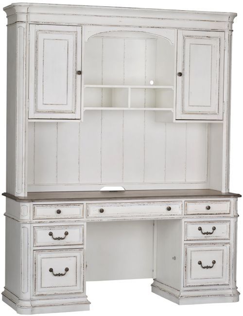 Liberty Furniture Magnolia Manor 5-Piece Antique White/Weathered Bark Desk Set-1