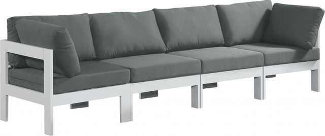 Meridian Furniture Nizuc 4-Piece Gray/White Aluminum/Fabric Outdoor Patio Modular Sectional-0