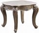 ACME Furniture Elozzol Beige End Table with Antique Bronze Base-0