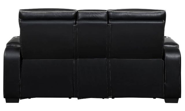 Homelegance® Fairway Black Double Power Reclining Loveseat with Center Console-3