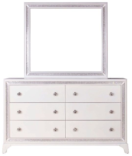 Steve Silver Co. Cassie Pearl Illuminating Glam Dresser and Mirror-1