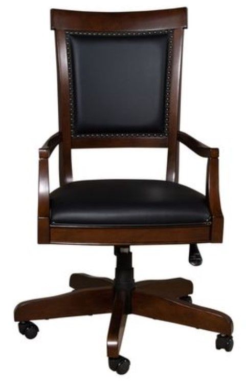 Liberty Furniture Brayton Manor Black/Cognac Junior Executive Desk Chair-2