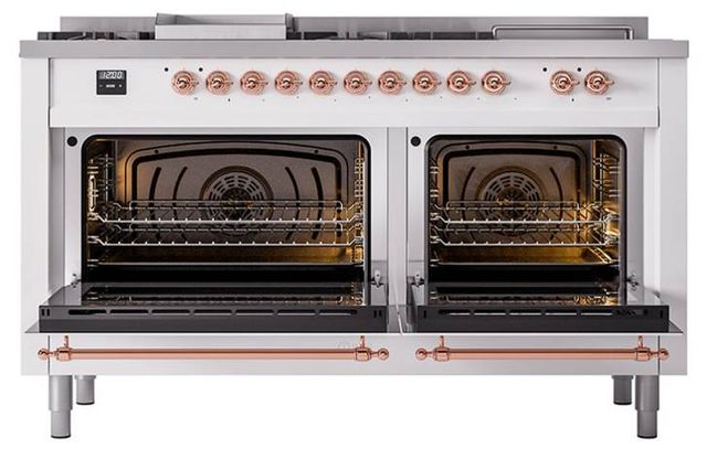 Ilve® Nostalgie II Noblesse 60'' Custom RAL Color Pro Style Dual Fuel Range with Copper Trim-1