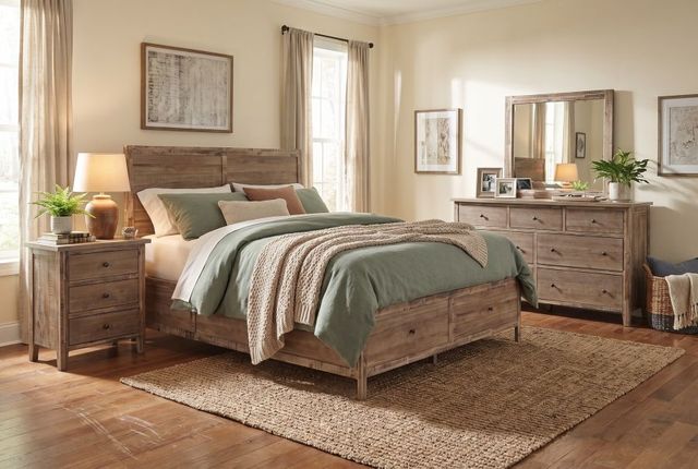Jofran Inc. Maxton 4-Piece Wash Brown Queen Panel Storage Bedroom Set-1