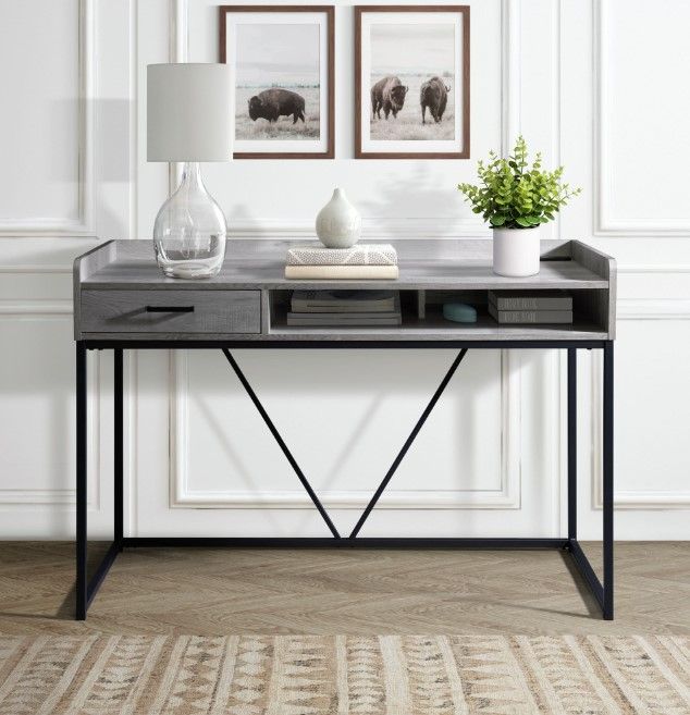 Elements International Preston 2-Piece Black/Grey Home Office Set-16