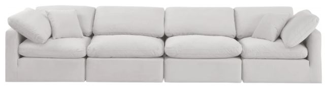 Meridian Furniture Indulge 4-Piece Cream Modular Velvet Sofa-1