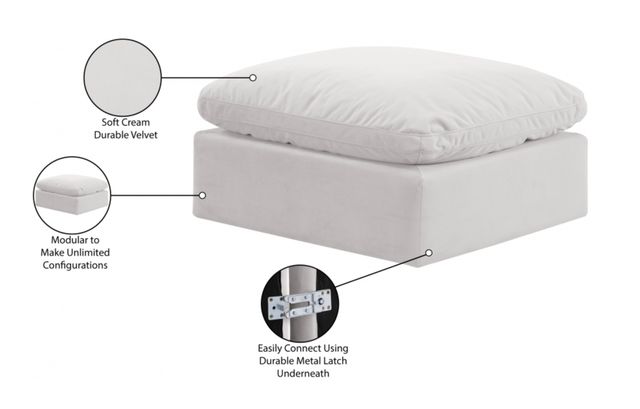 Meridian Furniture Indulge Cream Velvet Ottoman-3