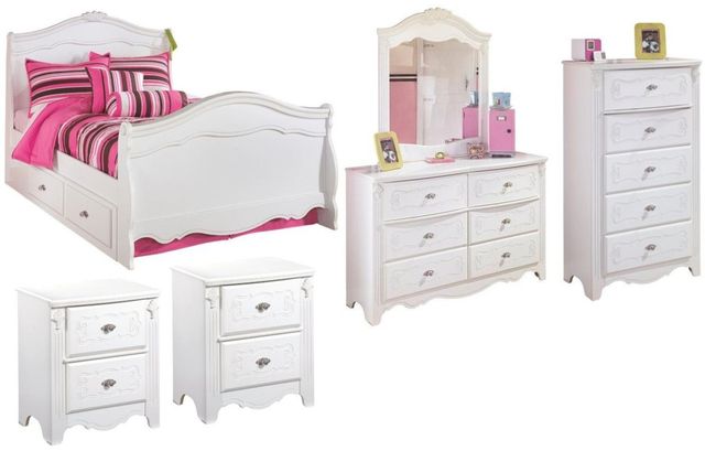 Signature Design by Ashley® Exquisite 6-Piece White Twin Youth Storage Panel Bed Set-0