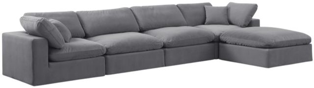 Meridian Furniture Comfy 5-Piece Gray Velvet Sofa Sectional-0
