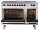 Ilve® Nostalgie II Noblesse 48'' White Pro Style Dual Fuel Range with Burnished Trim-2