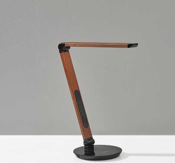 Adesso® Rodney Glossy Black/Walnut AdessoCharge Charging Desk Lamp-1