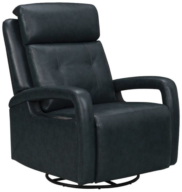 BarcaLounger® Gilbert Traci Midnight Blue Leather Power Swivel Glider Recliner-0