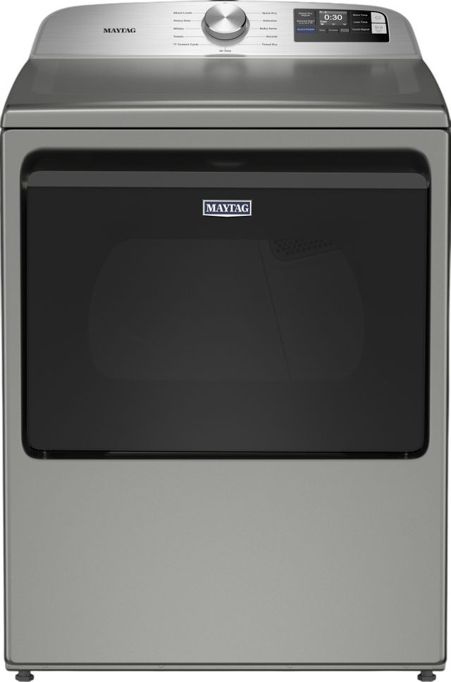 Maytag® 7.4 Cu. Ft. Classic Silver Smart Front Load Electric Dryer with Extra Power-0