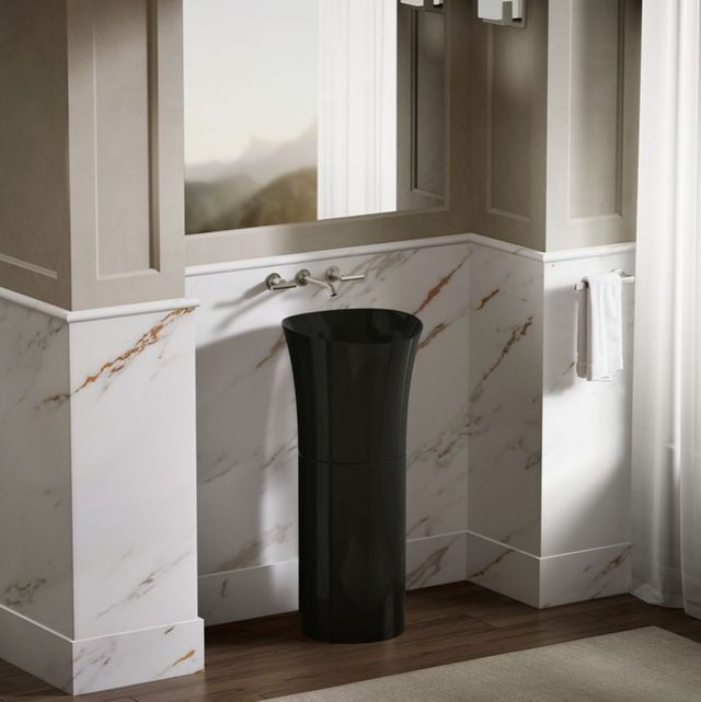 Kohler Veil™ Black 12.25" Pedestal Bathroom Sink-3
