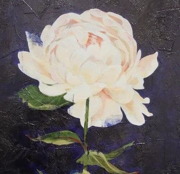 Stylecraft Cobalt Sky Bloom I Beige/Dark Blue/Green/Off-White Wall Art-1
