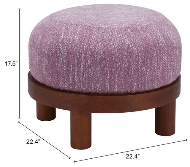 Zuo® Modern Gome Walnut/Wisteria Purple Ottoman-3