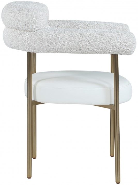 Meridian Furniture Blake Cream/Brushed Brass Dining Arm Chair-2