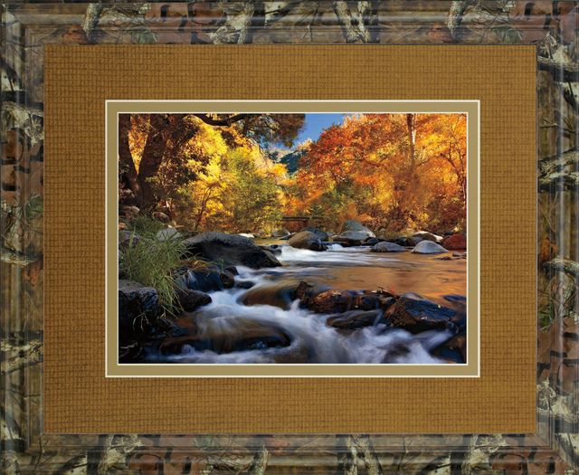 Classy Art “River Of Gold” By Mike Jones Gold 34 in. x 40 in. Framed Print Wall Art-0