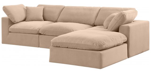 Meridian Furniture Comfy 4-Piece Beige Velvet Modular Sectional -2