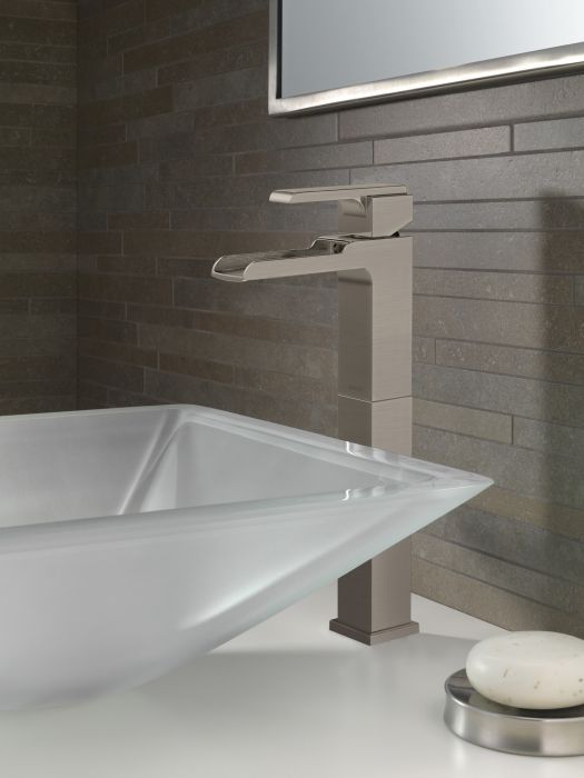 Delta Ara® Stainless Steel Single Handle Vessel Channel Bathroom Faucet-1