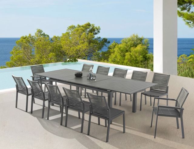 Meridian Furniture Maldives Grey Aluminum 30" Outdoor Patio Dining Table-4