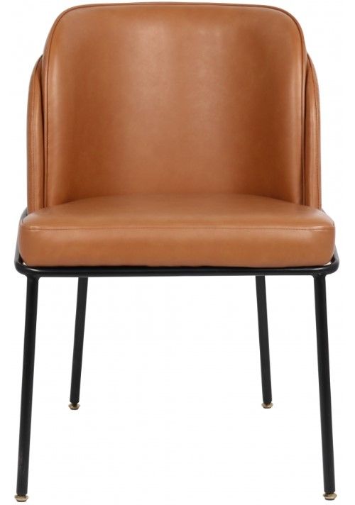 Meridian Furniture Jagger Cognac/Matte Black Vegan Leather Dining Side Chair-2