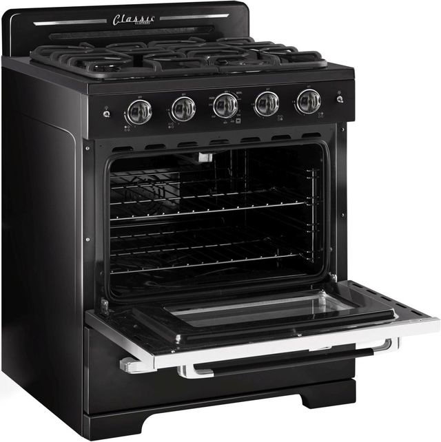 Unique® Appliances Classic Retro 30" Midnight Black Freestanding Gas Range-3