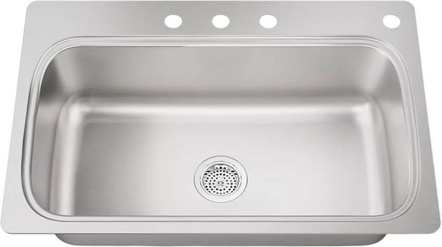KOHLER® Verse™ Stainless Steel 33" 4-Faucet Hole Top-Mount Single-Bowl Kitchen Sink-0