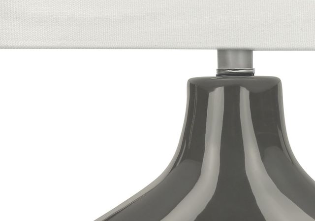Monarch Specialties Inc. Grey Ceramic Table Lamp with Ivory Shade-2