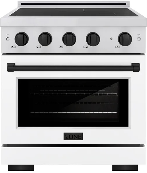 ZLINE 30" 4.2 cu. ft. Autograph Edition Paramount Stainless Steel with White Matte Door & Matte Blac