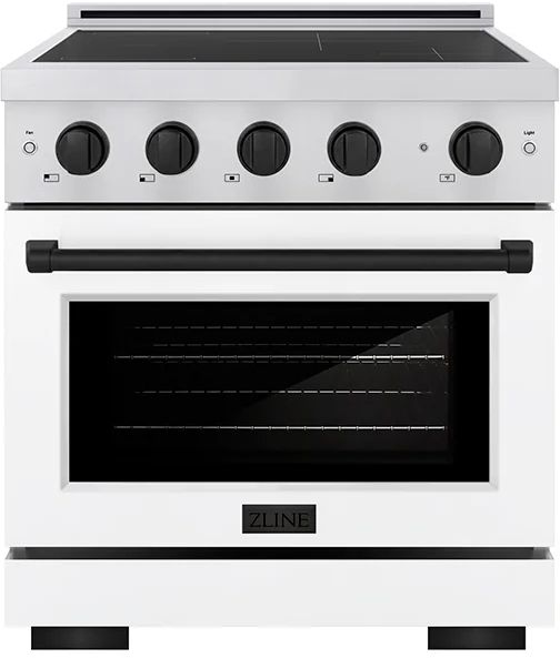ZLINE Autograph Edition Paramount 30" Stainless Steel Pro Style Induction Range with White Matte Door and Matte Black Accents-0