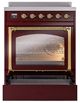 Ilve® Nostalgie II Noblesse 30'' Burgundy Pro Style Induction Range with Brass Trim-3