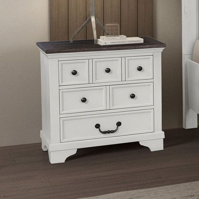 Furniture of America® Hampstead White/Dark Brown Nightstand-1